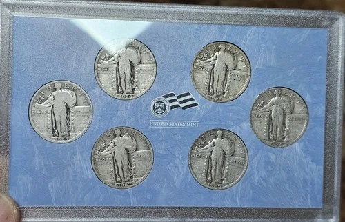 Lot Of 6 Standing Liberty Quarters 90% Silver 1925-1930 all Readable Dates.