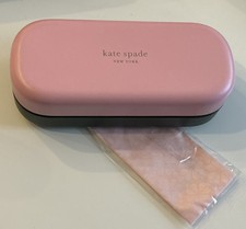 NEW KATE SPADE HARD LARGE PINK GREEN CLAMSHELL CASE EYEGLASSES EYEGLASSES CLOTH