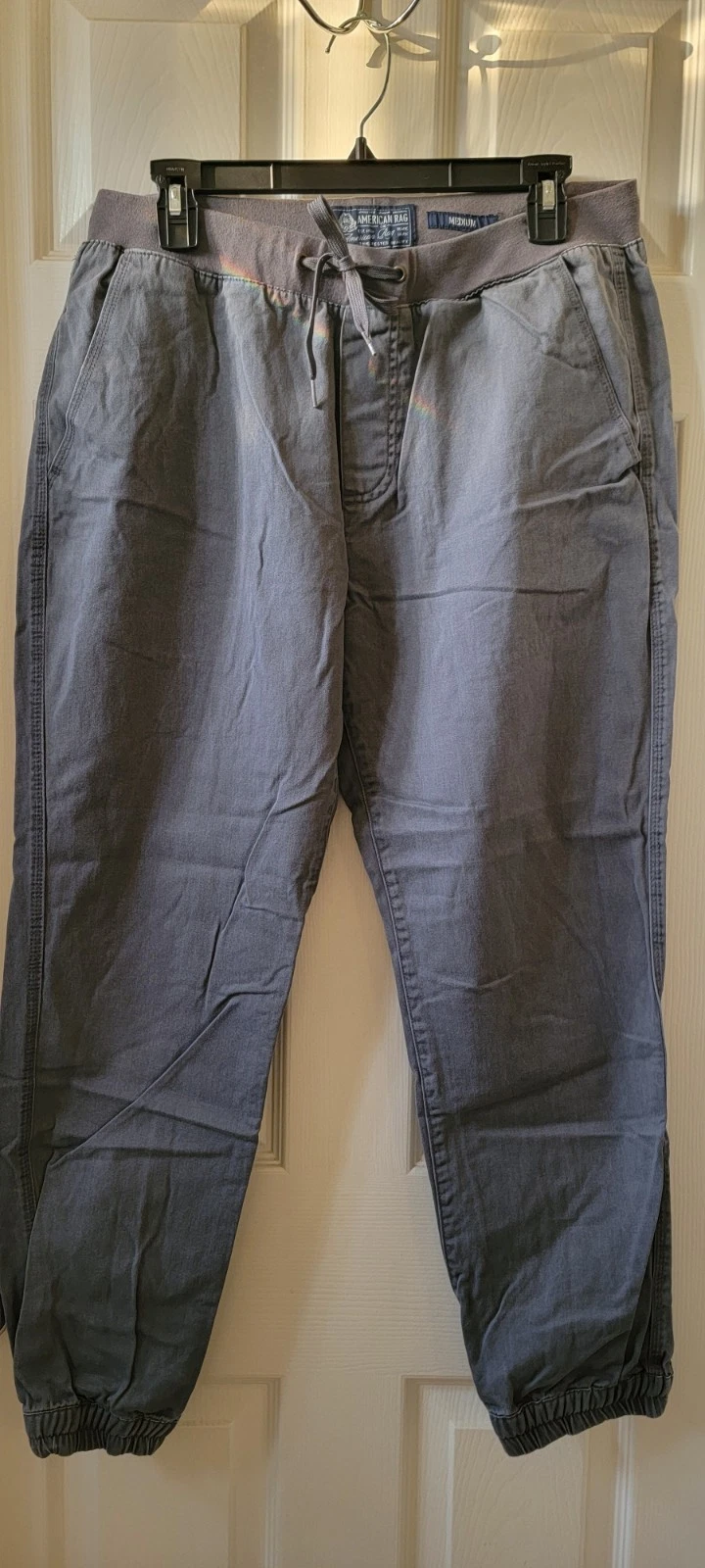 American Rag Jogger Pants Men's Medium Gray Elastic Waist Relaxed Fit