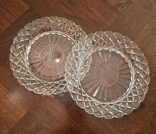 Vintage Mid Century Anchor Hocking Waterford Clear 7" Salad Plate Set Of 2