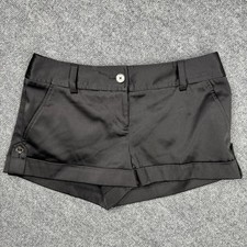 EXPRESS Black Satin Cuffed Dress Shorts Women...