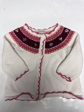 Vintage Gymboree Baby Fair Isle Floral Knit Cardigan 12M Pink Cream Sweater