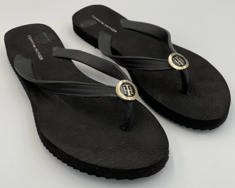 Sandalias de Tanga Mujer TOMMY HILFIGER NEGRAS Chanclas - Talla 9/10 Foto 2 de 4