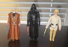 Vintage 1977 STAR WARS Action Figures - Obi-Wan, Darth Vader, & Luke Skywalker