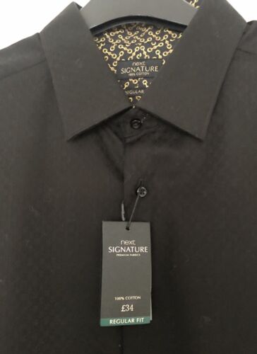NEW Men’s Next Black 100% Cotton Shirt - 18” Regular Fit Retail Price £34
