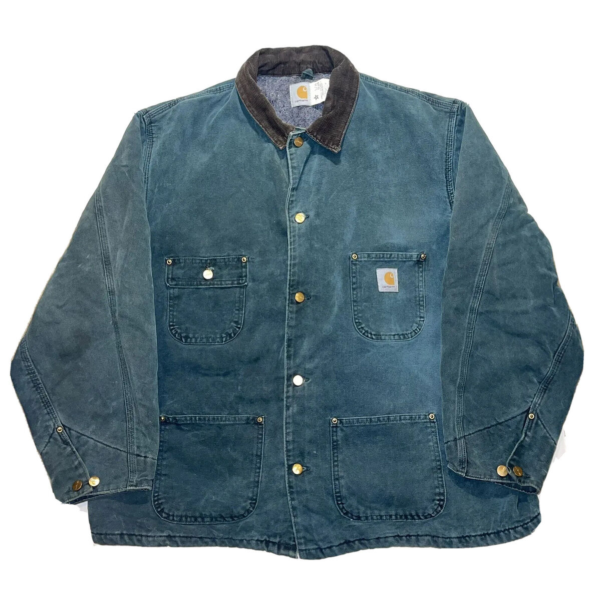 Vintage Carhartt Blanket Lined Chore Jacket Coat Green Faded Vintage Carhartt Blanket Lined Chore Jacket Coat Green Faded