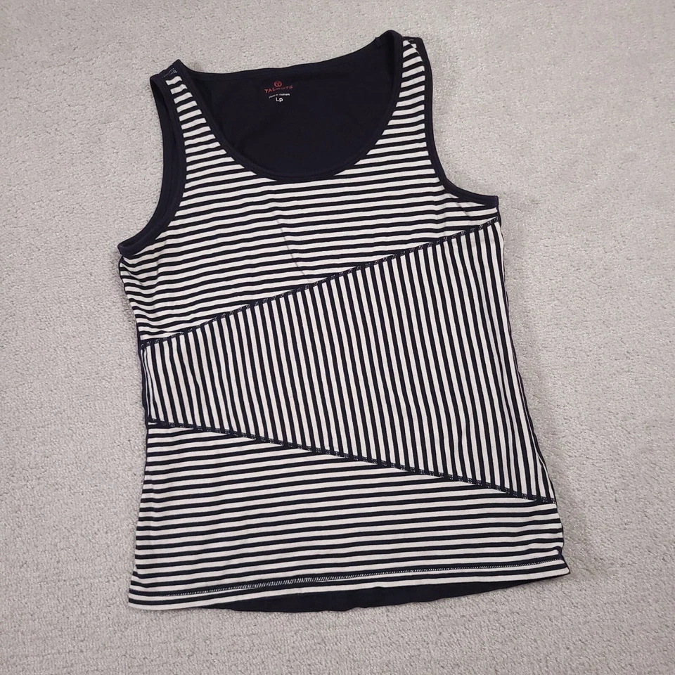 Talbots Shirt Women's Lp Petite Large Navy Blue Striped Sleeveless Tank Casual - Image 2 of 4