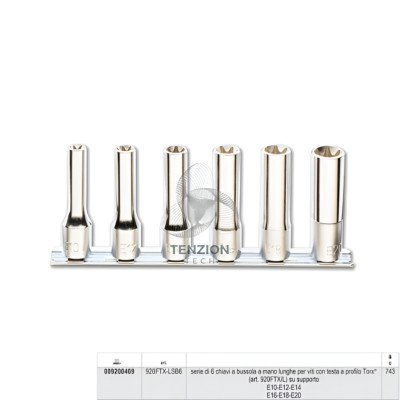 Satz 6 lange Torx Steckschlüssel 1/2'' E10-E20 - Beta 920FTX-L/SB6