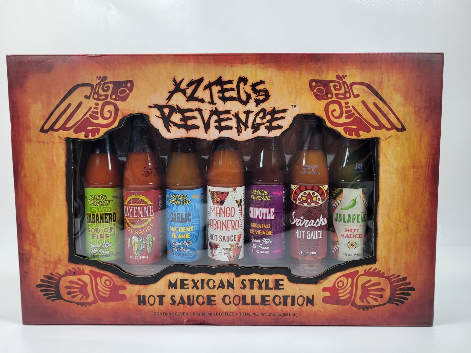 Aztecs Revenge Mexican Style Hot Sauce Collection 7 Bottles Best Before