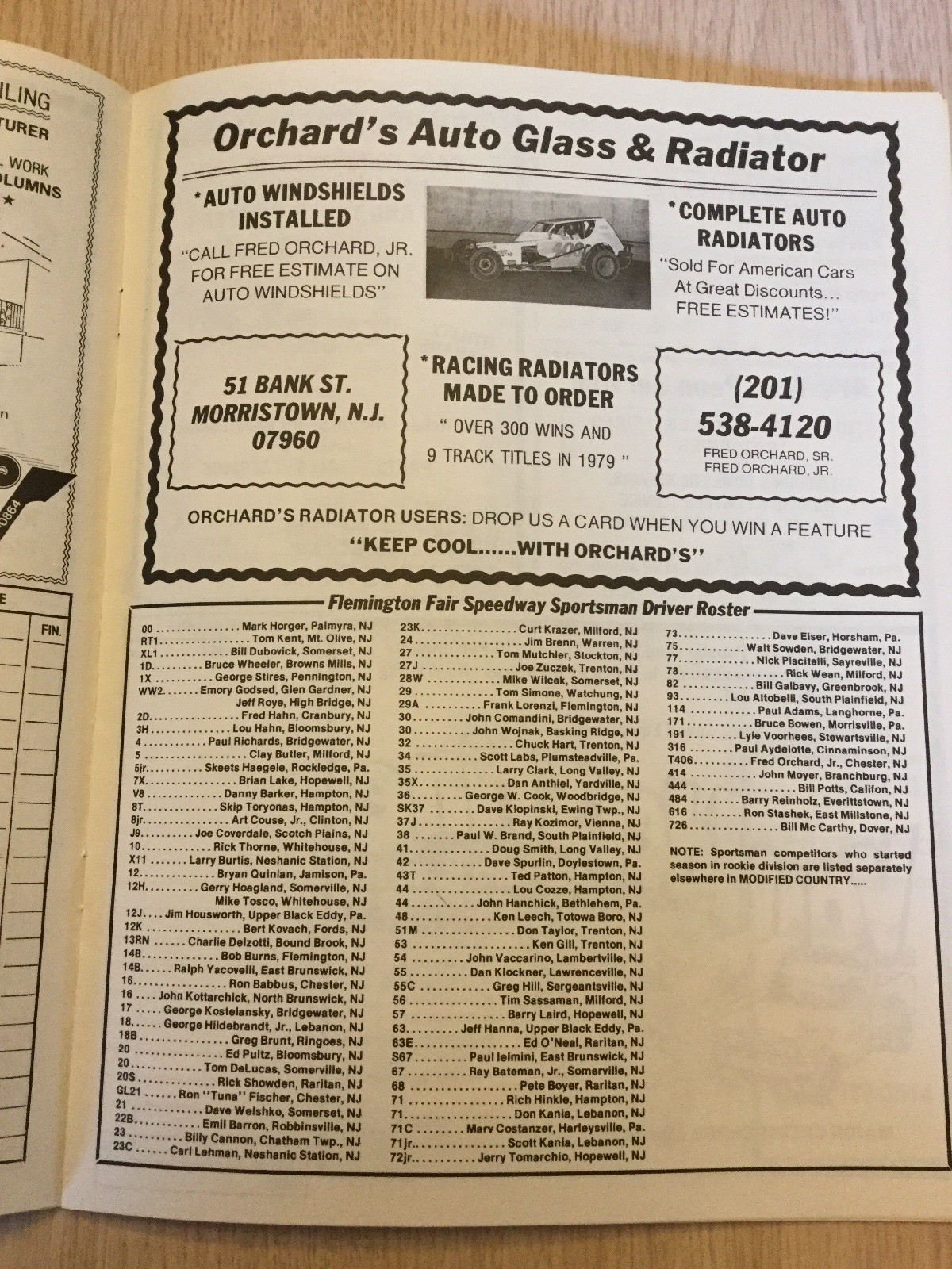 1980 Flemington Fair Speedway Car Racing New Jersey Program Frank Cozze