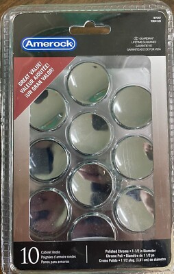 AMEROCK CABINET KNOBS (10 PACK) 1.5'' ROUND Polished Chrome TEN341326