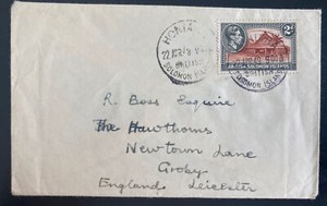 1949 Honiara British Solomon Islands Cover To Leicester England Canoe House