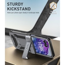 For Motorola Moto Razr Plus 2024/2025 Case With Kickstand Shockproof Gun Metal