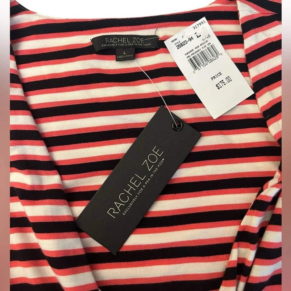 NWT RACHEL ZOE for A PEA IN THE POD Sleeveless Striped Maxi Dress Pink White Lg - Image 3 of 4