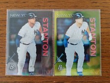2020 Bowman Platinum Giancarlo Stanton Base & Chartreuse Parallel 28 Yankees