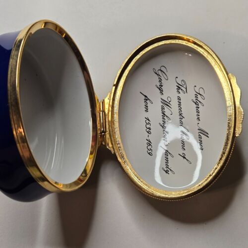 Halcyon Days Enamel Trinket Box Sulgrave Manor George Washington Home - Picture 4 of 5