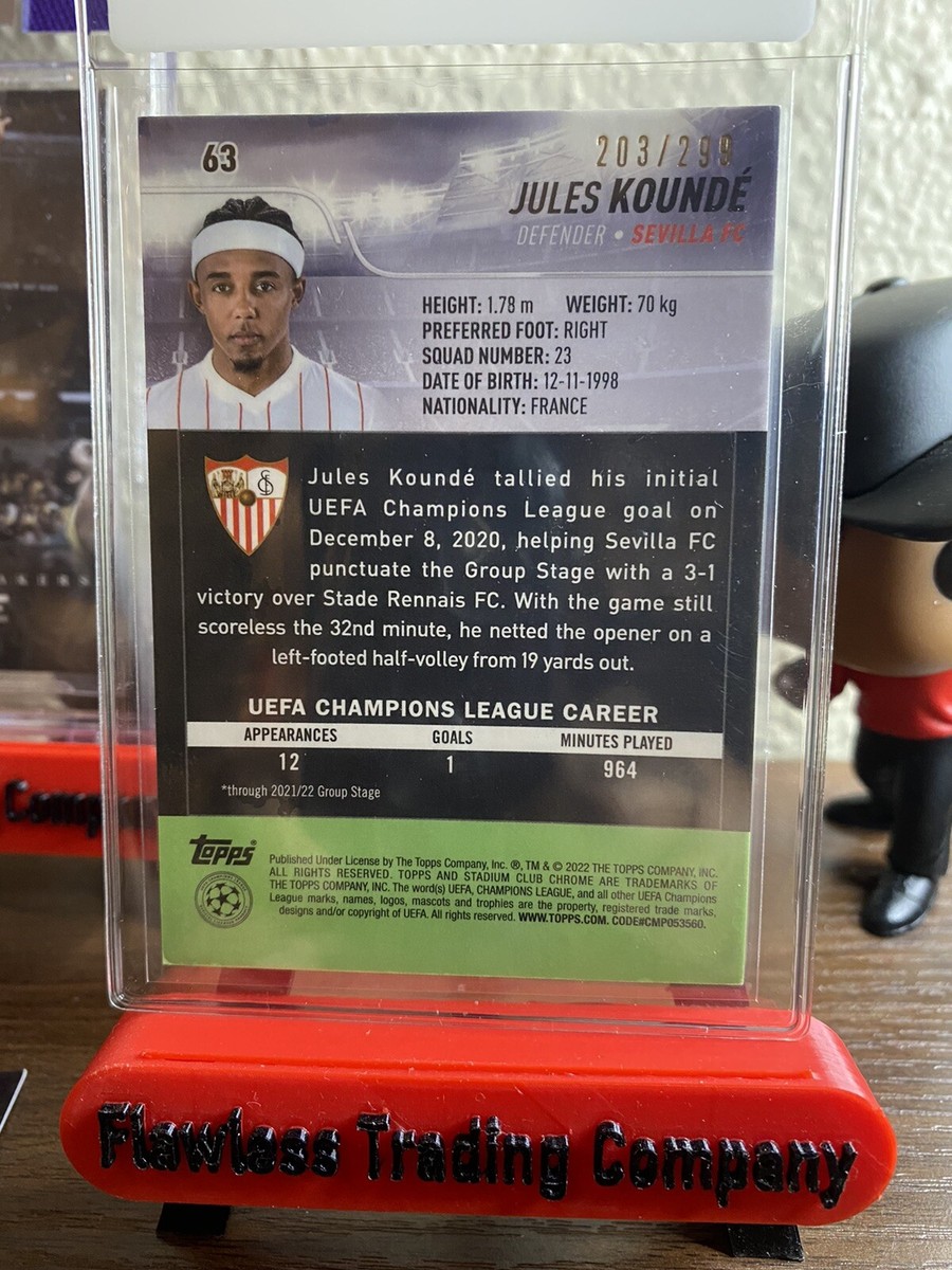 Jules Kounde 2022 Topps Stadium Club Black & White Refractor #/299