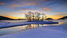 Landscape winter sunset outdoors nature sunlight cold Custom Gaming Mat Desk
