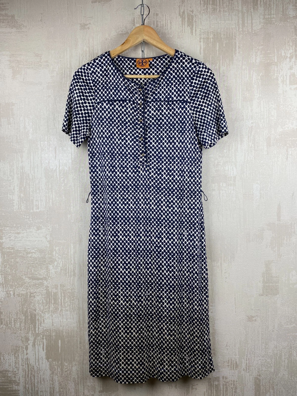 Abito blu Tory Burch 100% seta a pois beige taglia L