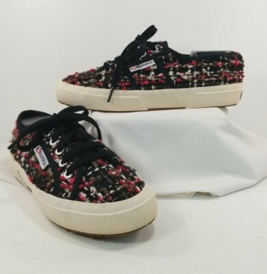 Superga Cotu Classic Boucle Sneaker Black & Pink Tweed Women's size- 6