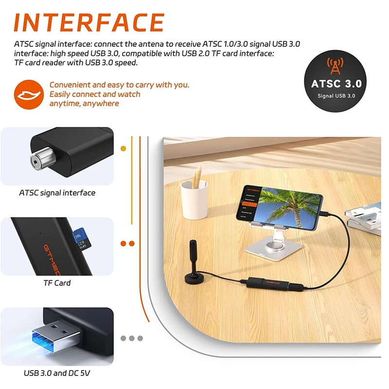 GTMEDIA 4K ATSC 3.0 TV Tuner USB 3.0 For Android 9.0 or after to Anywhere You go - Image 3 of 4