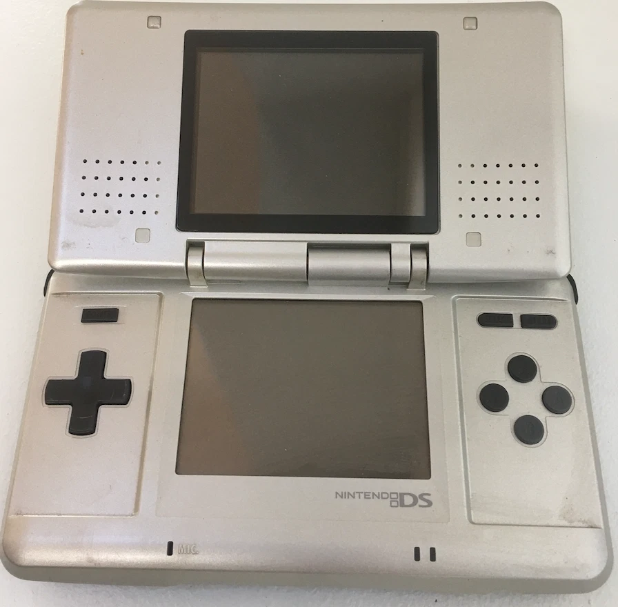 Nintendo DS Original NTR 001 Console w Charger Titanium Silver Tested Works
