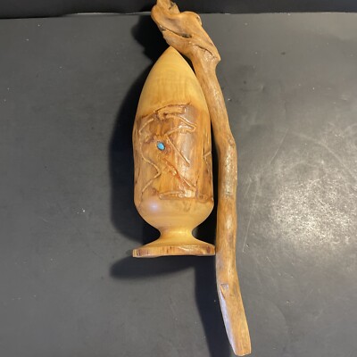 JOHN KOCH 14 1/2  Aspen Wood CARVED with TURQUOISE STONE Rifle CO Wall Hang Nice