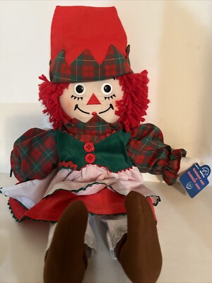 2002 Holiday Raggedy Anne's Andy Christmas Elf Doll 15'' by Applause w Tags