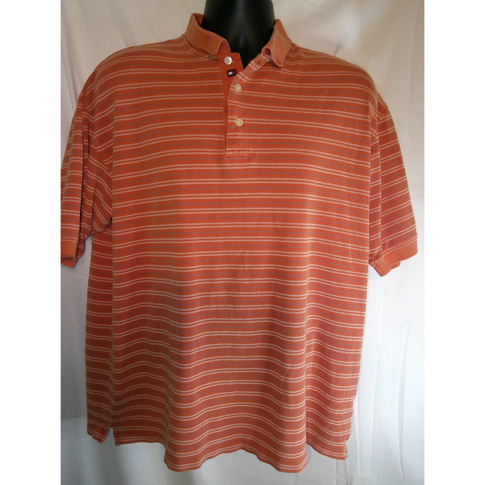 Vintage Tommy Hilfiger Golf Polo Shirt Striped Short Sleeve Casual Top L/G