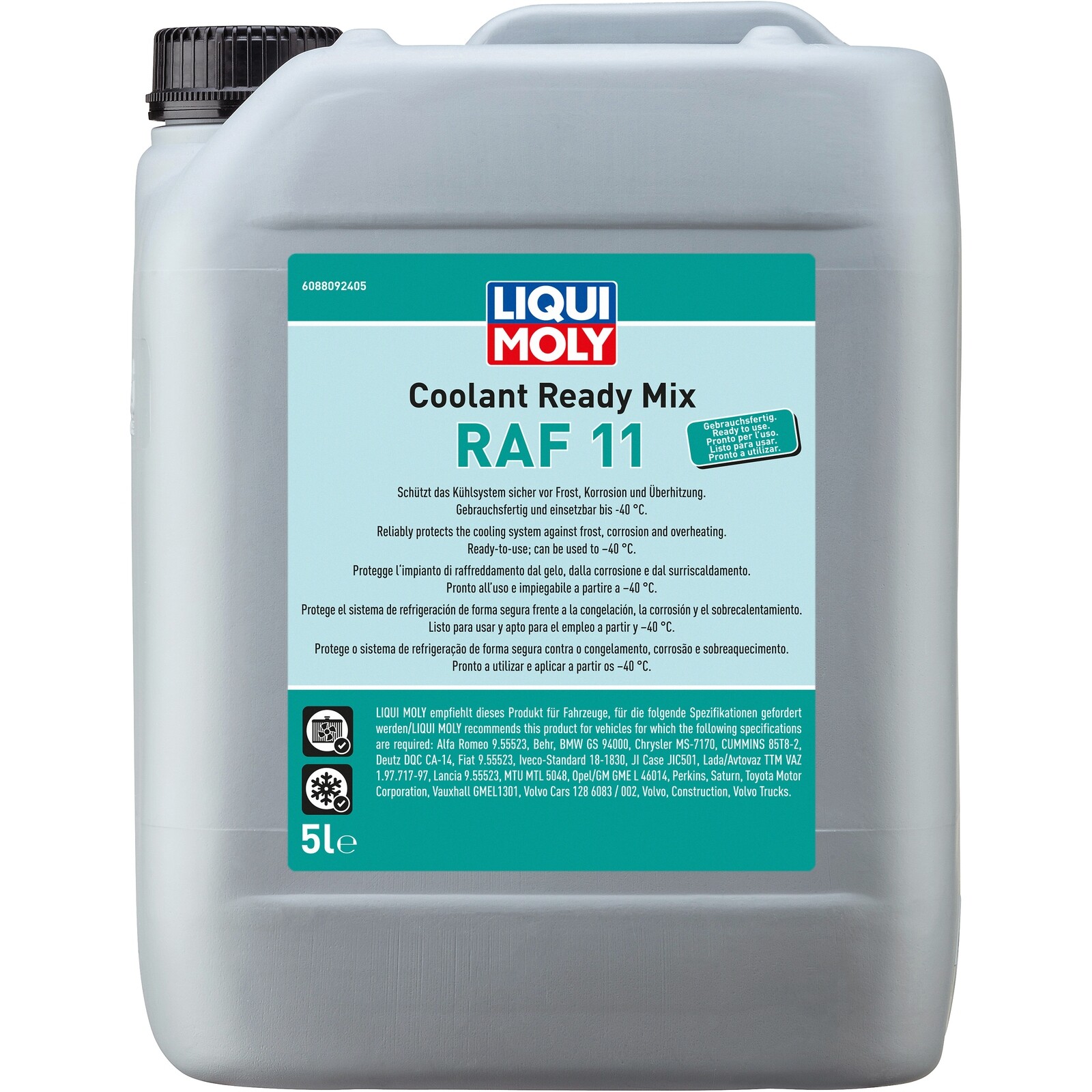 Liqui Moly Coolant Ready Mix RAF 11 Antifreeze - Pre Mixed - 5L 5 Litres