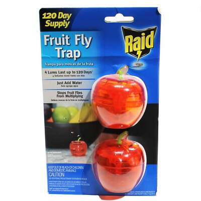 RAID Apple Fruit Fly Trap 120 day Supply Just Add Water 2 Per Pack