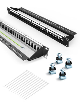 24Port Blank Keystone Patch Panel 1U 19'' for Rackmount & Wall Mount Shielded