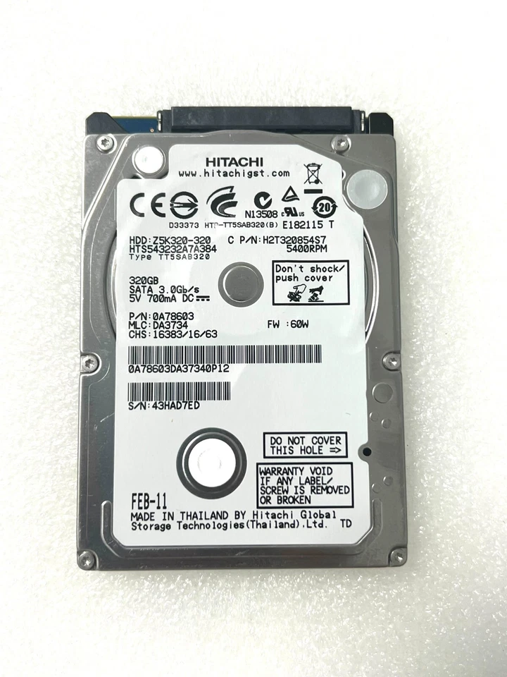 NEW Hitachi 320GB HTS543232A7A384 5400RPM SATA 2.5" Laptop HDD Hard Disk Drive - Image 2 of 4