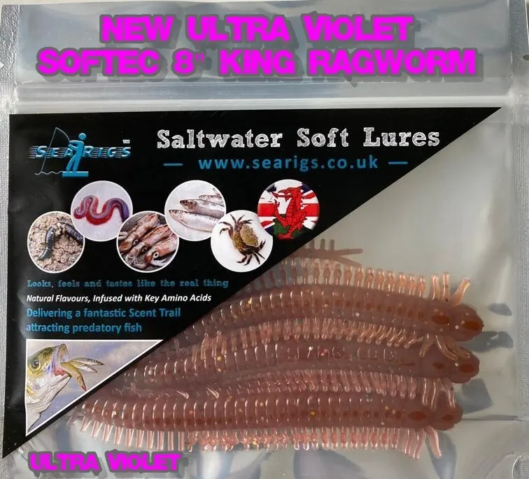 ARTIFICIAL - KING RAGWORM NEW ULTRA VIOLET SOFTEC LURES X3 - SEA FISHING