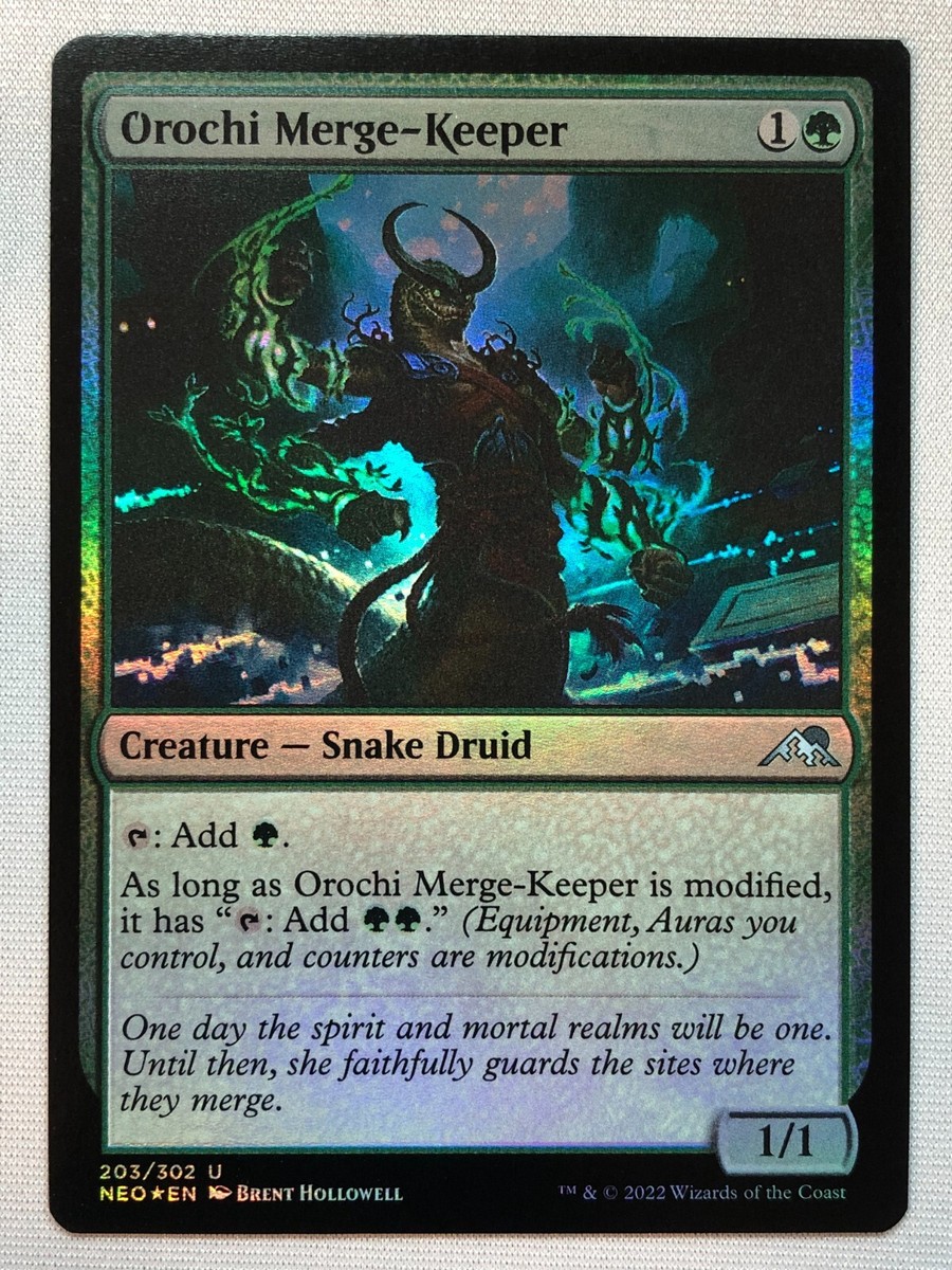 merge cards mtg Kamigawa: Neon Dynasty Orochi Merge-Keeper 203 Foil NM/M Merging Cards and Decks in
