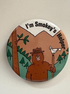 Smokey the Bear I'm Smokey's Helper pinback 3"
