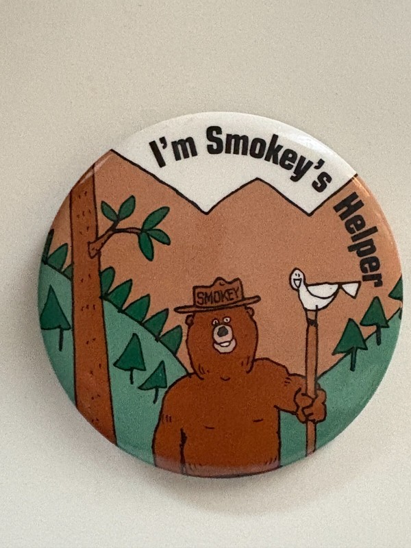 Smokey the Bear I'm Smokey's Helper pinback 3"
