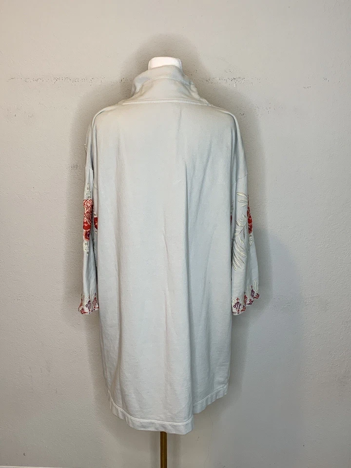 Johnny Was Workshop свитер платье пуловер вышитый цветочный высокий воротник серый PS - Изображение 4 из 4