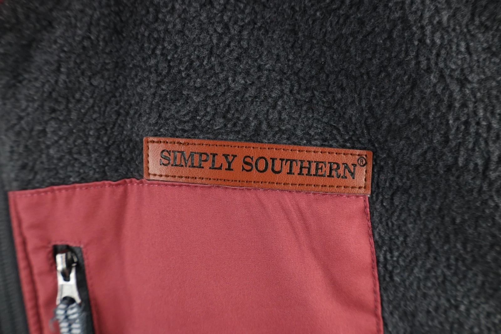 Simply Southern Mens Medium Spell Out Color Block Full Zip Fleece Vest Jacket - product detail image 4