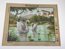Diamant Needlepoint Tapestry Canvas Home Swans On A Lake 19in X 15in 10 Count