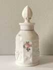 Vintage Westmoreland Milk Glass PaintedPerfume Bottle with Stopper  Roses Grapes