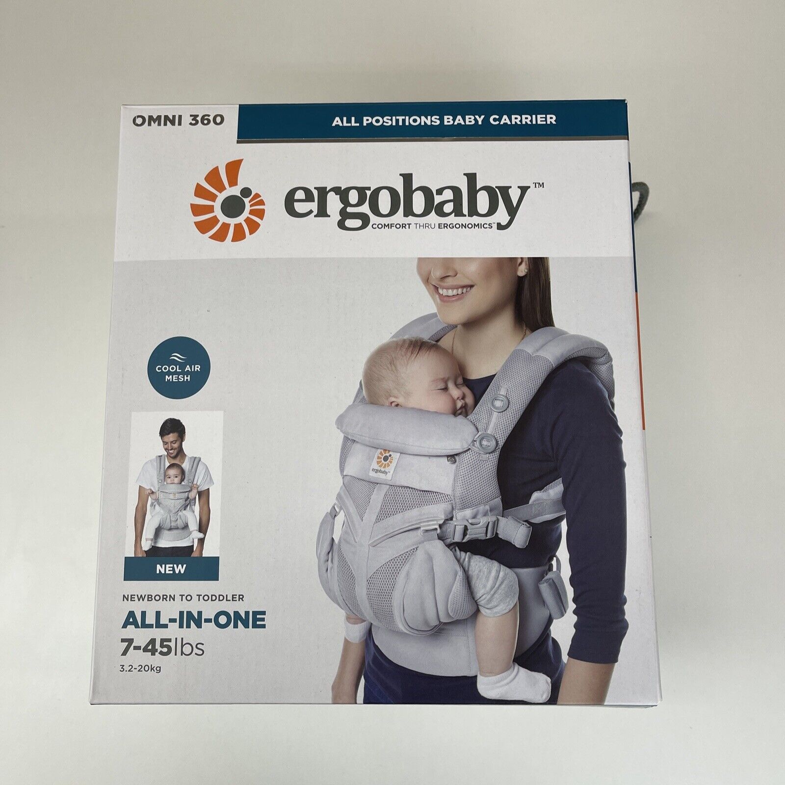 Ergobaby Omni 360 All Positions Baby Carrier with Cool Air Mesh Gray 7-45 lbs