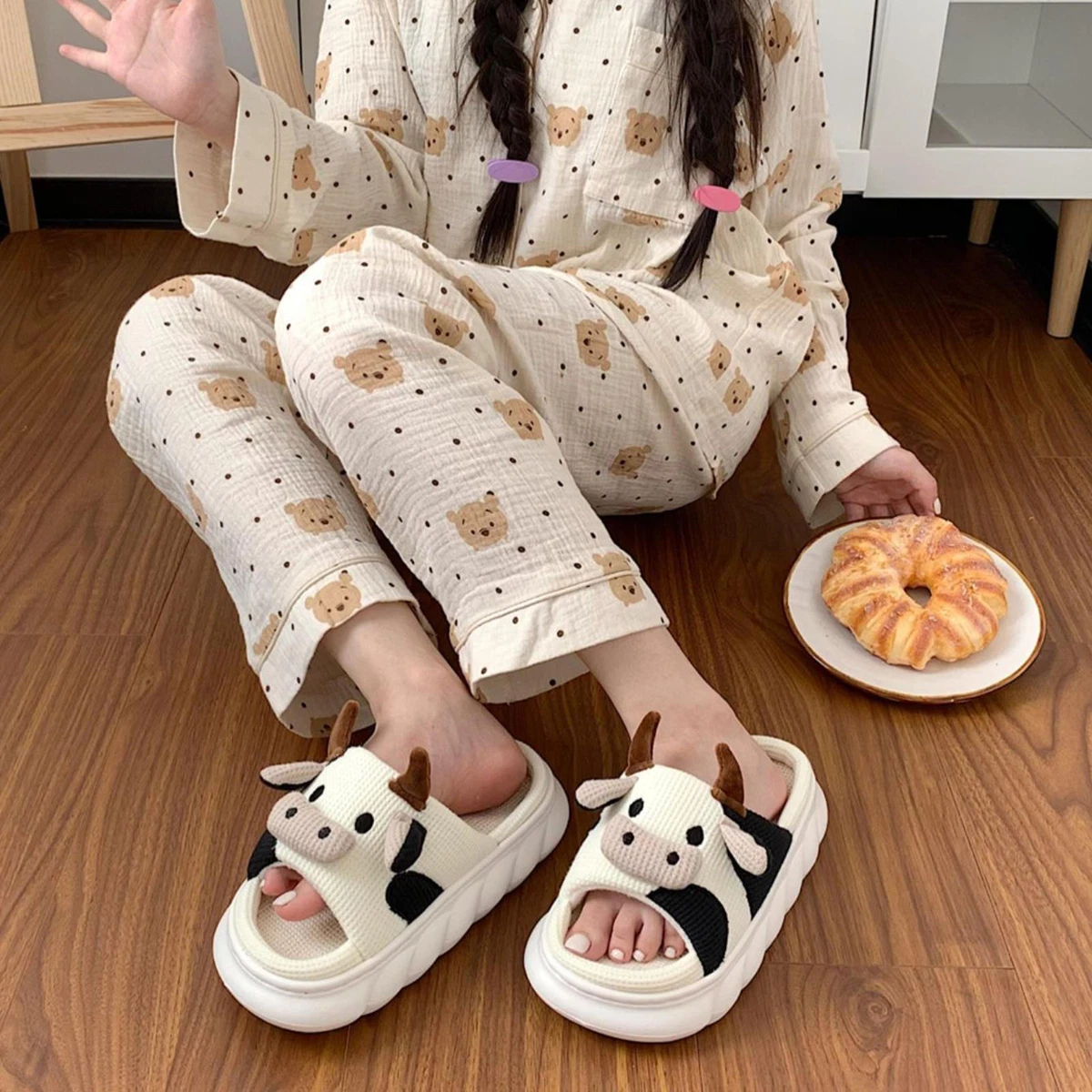 Panda Slippers Winter Home House Slides Lamb Woof Cotton Couple Slippers  Keep Warm Thicken Sole Non-slip Woman Shoes - AliExpress