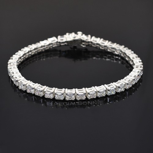 Certified 4mm Princess Cut White Diamond Unisex Tennis Bracelet! Great Sparkle. - Picture 3 of 14