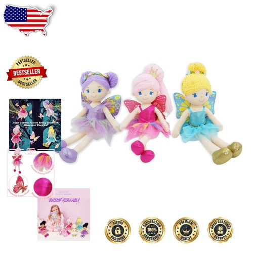 16" Enchanted Garden Fairy Dolls Set - 3 Plush Dolls for Imaginative Play