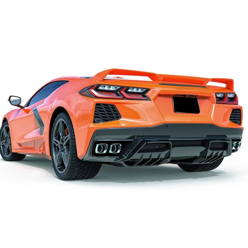 For Chevy Corvette C8 Z51 2020-2024 Gloss Black Rear Bumper Fin Diffuser Spoiler - Picture 4 of 14