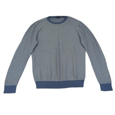 J.Crew Mens Size L Blue Striped 100 Cotton Crew Neck Long Sleeve Sweater Stripe