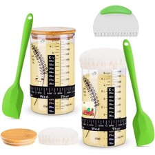 2 Pack 40oz Large Sourdough Starter Jar Glass Kit Wide Mouth w/ Tools NEW