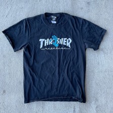 Thrasher Magazine Santa Cruz Skate T Shirt Youth Large Black Graphic Tee