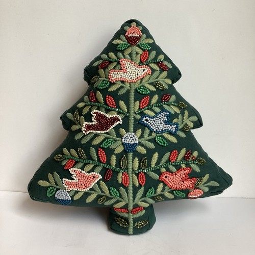 Opalhouse Jungalow Christmas Tree Holiday Throw Accent Pillow Beaded Birds